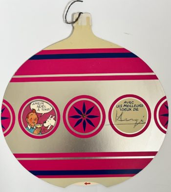Hergé - Tintin - Carte de voeux - La boule de Noël - Signée par Hergé - 1968