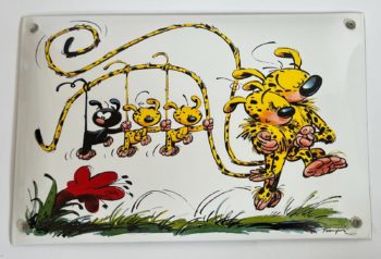 Franquin - Plaque émaillée - Marsupilami - Balade en famille - Coustoon - 2012