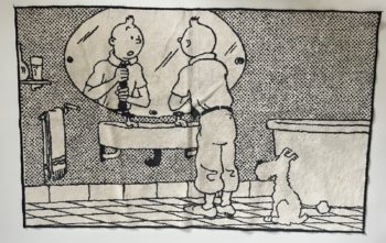 Hergé - Tapis Tintin se prépare dans la salle de bain - Axis - 1995
