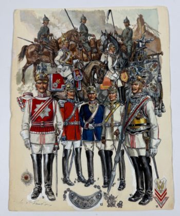 Funcken, Fred et Liliane - Planche originale Uniformes gardes Prussiens - 1987