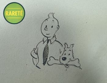 Hergé - Dessin dédicacé original Tintin et Milou - Décembre 1943