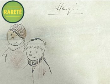 Hergé - Dessin dédicacé original Quick et Flupke - Décembre 1943