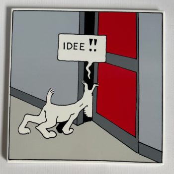 Hergé - Tintin - Plaque émaillée Milou idée - Emaillerie Belge - 1987