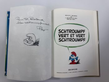 Peyo - Les Schtroumpfs - Album Schtroumpf vert et vert Schtroumpf - EO - Avec dessin signé - 1973